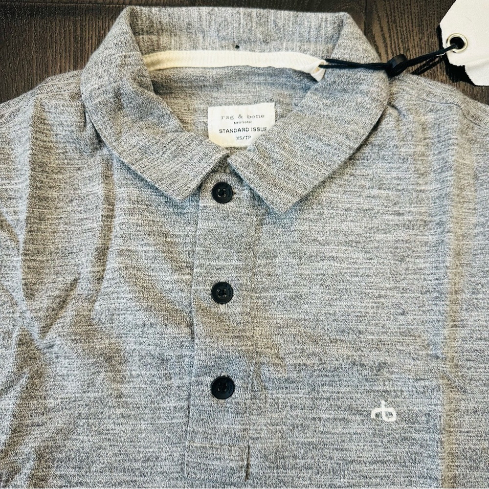 rag & bone Marled Gray Polo Shirt